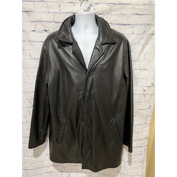 Vintage Men’s M. Julian Wilsons Black Leather  Button Up Jacket Coat Size Medium - Picture 1 of 11
